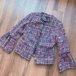 Ann Taylor Fringe Tweed Ruffle Cuff Jacket  NWOT